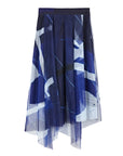 Mesh Smudge Print Irregular Maxi Skirt