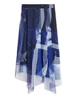 Mesh Smudge Print Irregular Maxi Skirt