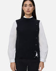 Ribbed Round-Neck Sleeveless Knit Vest