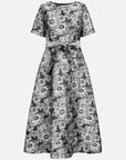 Round Neck Floral Short Sleeve A-Line Dress