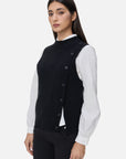 Ribbed Round-Neck Sleeveless Knit Vest