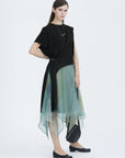Two-Piece Dress With Smudge Print Suspenders