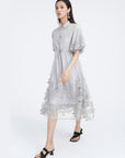 Embroidered Mesh Strappy Two-piece Shirt Dress