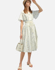 Embroidered Spaghetti A Line Shirt Dress Set