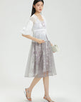 Embroidered Mesh Spaghetti Dress Set