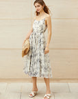 Halo Dyed Printed Mesh Spaghetti Dress