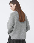 Round Neck Irregular Drop Shoulder Sleeve Sweater