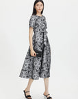 Round Neck Floral Short Sleeve A-Line Dress