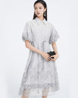 Embroidered Mesh Strappy Two-piece Shirt Dress