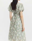 Crewneck Floral A-Line Mesh Dress