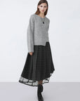 Round Neck Irregular Drop Shoulder Sleeve Sweater
