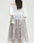 Embroidered Mesh Spaghetti Dress Set