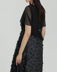 Round Neck Tulle Mesh Patchwork Dress