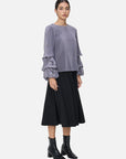 Round Neck Ruffle Lantern Sleeve Blouse