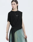 Two-Piece Dress With Smudge Print Suspenders