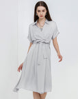 V-neck Elegant Fluid Shirt Dress