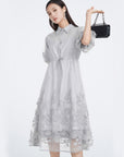 Embroidered Mesh Strappy Two-piece Shirt Dress