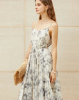 Halo Dyed Printed Mesh Spaghetti Dress