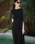 Round Neck Irregular Long Sleeve Dress