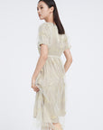 Embroidered A-line Mesh Short-sleeved Dress