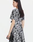 Round Neck Floral Short Sleeve A-Line Dress
