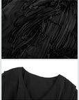V-neck Chiffon Patchwork Black Dress