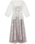 Embroidered Mesh Spaghetti Dress Set