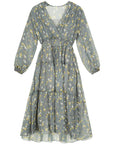 V-neck Floral Print A-line Dress