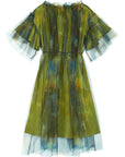 Smudged Short-sleeved A-line Mesh Dress