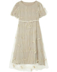Embroidered A-line Mesh Short-sleeved Dress