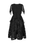 V-neck Chiffon Patchwork Black Dress