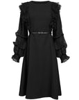 Ruffle Detailed Belted A-Line Dress