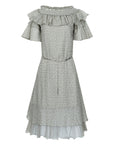 Polka Dot Round Neck Mesh A-line Dress