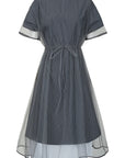 Round Neck A-line Mesh Short-sleeved Dress