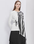 Casual Round Neck Color Contrast Printing Waist Long Sleeve T-Shirt