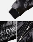Hooded Waist And Contrasting Letters Long Down Jacket
