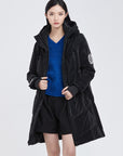 Glossy Zippered Details Hooded Down Coat