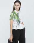 Ink Splashes Printed Elastic Waist Shirt