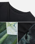 Round Neck Smudged Mesh Stitching Dress