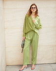 Elasticated Straight-leg Chiffon Trousers