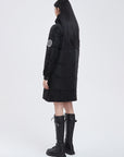 Glossy Zippered Details Hooded Down Coat