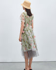 Floral Mesh Layer A-line Dress