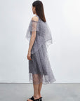 Off-the-shoulder Floral Mesh Short-sleeved Dress