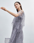 Off-the-shoulder Floral Mesh Short-sleeved Dress