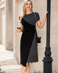 Two Tone Tie Side Slim Fit Dress