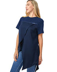 PU Strap Irregular Split Hem T-Shirt