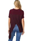 PU Strap Irregular Split Hem T-Shirt