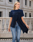 PU Strap Irregular Split Hem T-Shirt