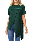 Comfortable fabric crafted irregular split round neck T-shirt