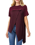 PU Strap Irregular Split Hem T-Shirt